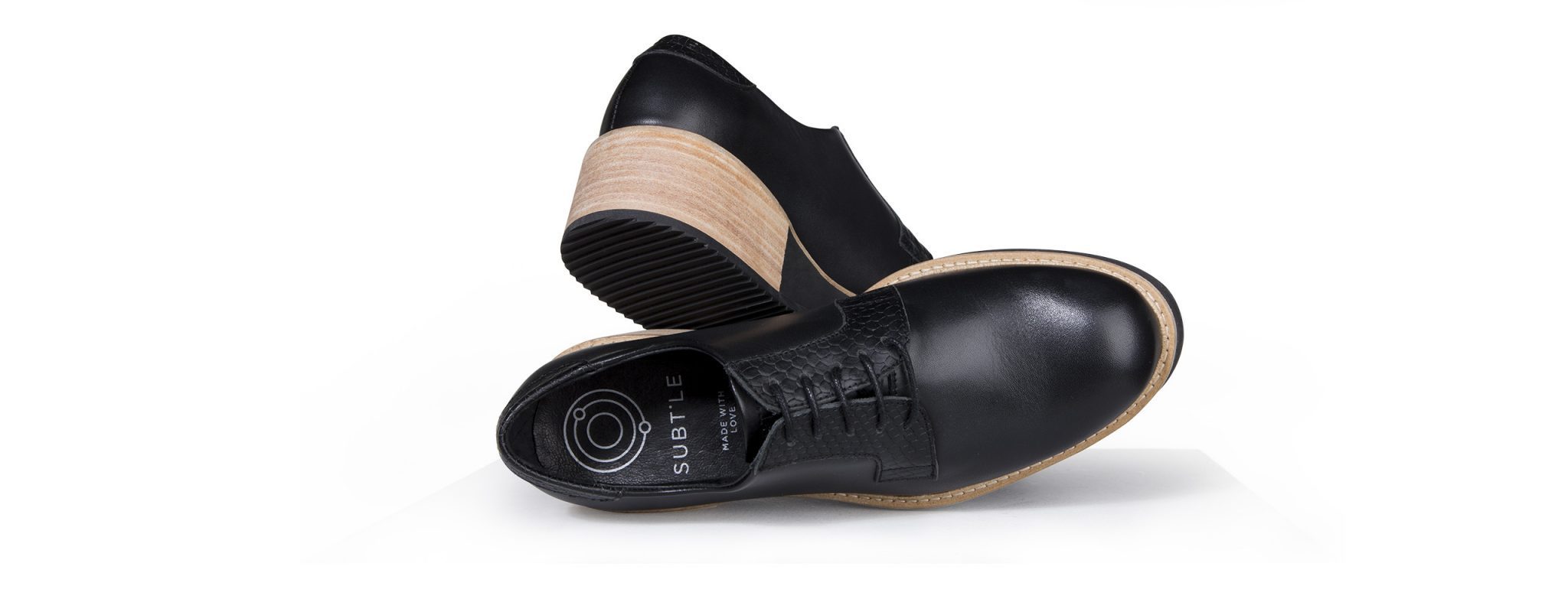 derbies cuir noir femme